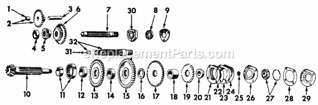 Transmission Diagram and Parts List for 122  Cub Cadet Lawn Tractor